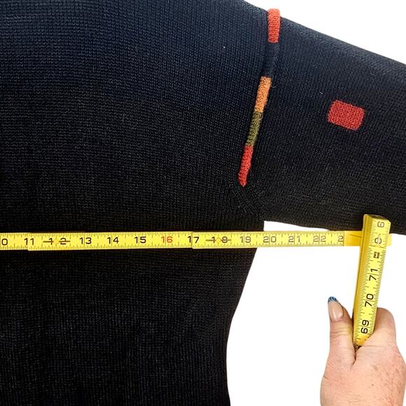 D'Stylo Womens L Blue 100% Wool Colorblock Cardigan Sweater Button Vtg Geometric - Picture 6 of 8